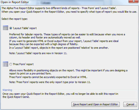 Open In Report Editor